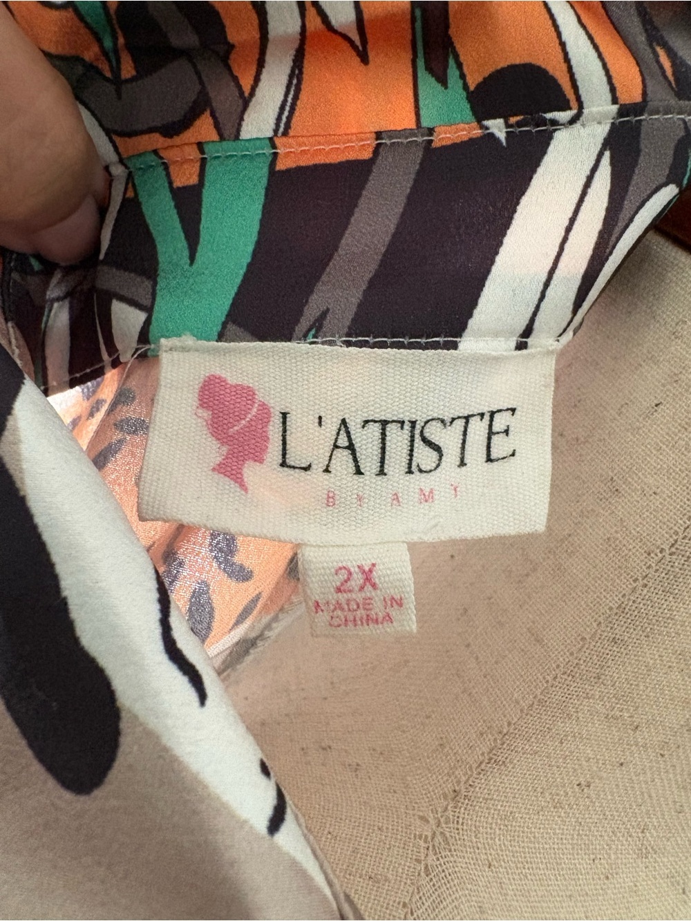 L'ATISTE Long Sleeve Multicolor Floral & Animal Print Shirt Dress - Picture 4 of 5